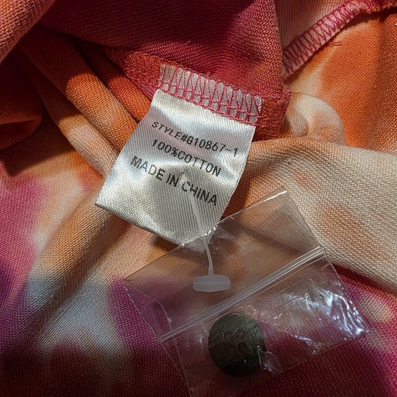 JODIFL Tie Dye Ruffle Shoulder Button Down Cotton Shirt Shacket Women Size S - Picture 7 of 8